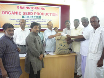 Release of certified organic seeds at TNAU, Coimbatore
