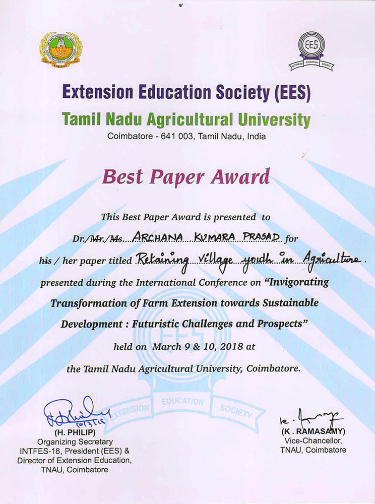Best paper award certificate